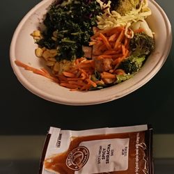 Small build-your-own bowl (tofu and veg over salad greens) was somehow bigger than the regular chef-curated bowl