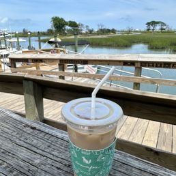 Iced chai latte, view of inlet Iced chai latte, view of inlet