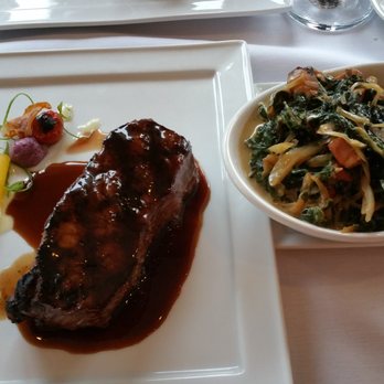 Sturbridge Porterhouse - Prime Ny Strip and Greens with bacon and smoked cream. - American Near Me - Sturbridge, Massachusetts Sturbridge Porterhouse - Prime Ny Strip and Greens with bacon and smoked cream. - American Near Me - Sturbridge, Massachusetts