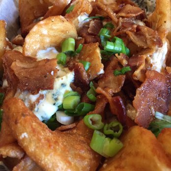 Pint and Barrel Drafthouse - PB Fries with Blue Cheese Fondue , Crispy fried chopped bacon & chives! A meal in itself! One of my favorites! - Gastropubs Near Me - Palestine, Texas Pint and Barrel Drafthouse - PB Fries with Blue Cheese Fondue , Crispy fried chopped bacon & chives! A meal in itself! One of my favorites! - Gastropubs Near Me - Palestine, Texas