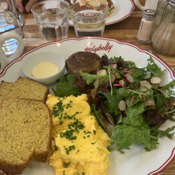 Holybelly - Scramble with sausage, greens and GF cornbread - Breakfast & Brunch Near Me - Paris, 75 Holybelly - Scramble with sausage, greens and GF cornbread - Breakfast & Brunch Near Me - Paris, 75