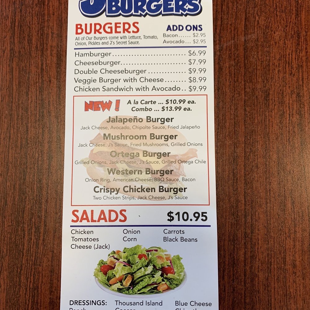 J's Burgers - Menu April 2022 - Burgers Near Me - Paso Robles, California J's Burgers - Menu April 2022 - Burgers Near Me - Paso Robles, California