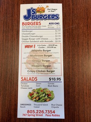 Menu photo 7 J's Burgers Paso Robles, CA Menu photo 7 J's Burgers Paso Robles, CA