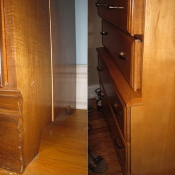 Chicago Wood Refinishing - My scratched and cracked chest of drawers - before (left) and after (right) - Refinishing Services Near Me - Chicago, Illinois