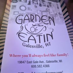 Garden of Eatin - The front of their menu