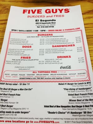 Menu photo 7 Five Guys El Segundo, CA Menu photo 7 Five Guys El Segundo, CA