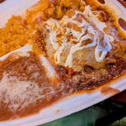 Azteca Street Tacos - Chicken enchiladas plate for $14