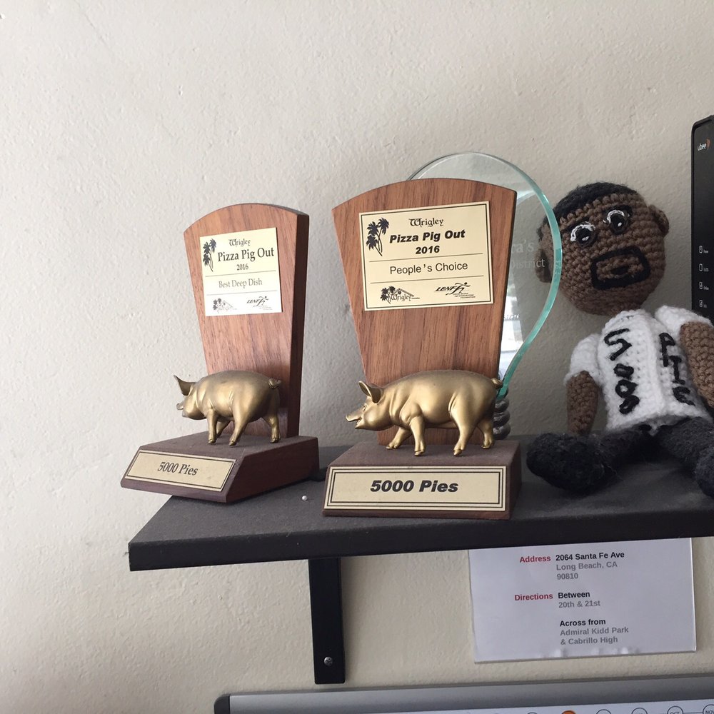 5000 Pies - Congratulations to Chef Mike and the 5000 Pies team. Two well earned awards. Love the Chef doll photobomb. - Pizza Near Me - Long Beach, California