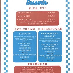 The Snack Shop - Dessert menu
