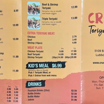 Crush Teriyaki & Wok - Menu - Chinese Near Me - Lubbock, Texas Crush Teriyaki & Wok - Menu - Chinese Near Me - Lubbock, Texas