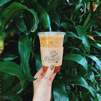 Mundial Coffee - Vanilla iced latte with oat milk - Coffee & Tea Near Me - Riverside, California
