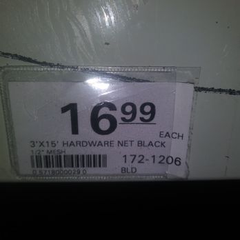 Menards - Price label for a 3x15-inch black hardware net with 1/2-inch mesh at Menards, priced at $16.99. - Building Supplies Near Me - Morris, Illinois
