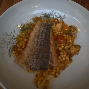 Redbird - CALIFORNIA SEABASS with I think couscous and some mussels - New American Near Me - Los Angeles, California