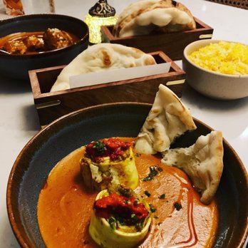 Rooh Columbus - Paneer pinwheel, naan, rice, butter chicken - Indian Near Me - Columbus, Ohio
