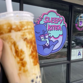 Sleepy Kitea - Roasted Brown Sugar Latte w/ boba & pudding - Bubble Tea Near Me - Riverside, California Sleepy Kitea - Roasted Brown Sugar Latte w/ boba & pudding - Bubble Tea Near Me - Riverside, California