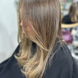 Cultivate Hair Salon - Another great example of a lived in color and cut. Keeping her maintenance to twice a year.