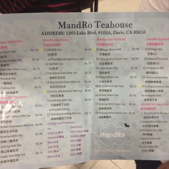 MandRo Teahouse - Menu part 1 - Bubble Tea Near Me - Davis, California MandRo Teahouse - Menu part 1 - Bubble Tea Near Me - Davis, California
