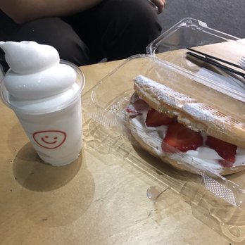Overflo. - milk ice cream and strawberry cream waffle - Desserts Near Me - Buena Park, California Overflo. - milk ice cream and strawberry cream waffle - Desserts Near Me - Buena Park, California