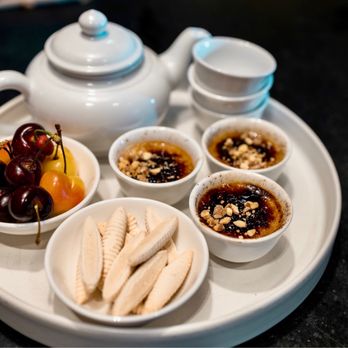 Lily - Royal Tea Service, green tea, creme brulee, cherries, biscuit - Vietnamese Near Me - San Francisco, California Lily - Royal Tea Service, green tea, creme brulee, cherries, biscuit - Vietnamese Near Me - San Francisco, California