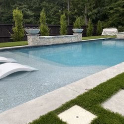 Coogan's Design-build - Custom pool Charlotte, tanning ledge, sheer decent, fire bowls, synthetic turf