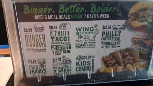 Menu photo 1 Beef 'O' Brady's Bradenton, FL
