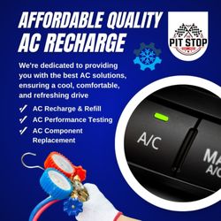The Pit Stop - Affordable Ac Recharge Services Available at The Pit Stop in Fremont.  Call Us For A Quick & Competitive Quote before the Summer Heat.