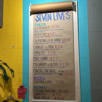 Seven Lives Tacos y Mariscos - menu - Mexican Near Me - Toronto, Ontario