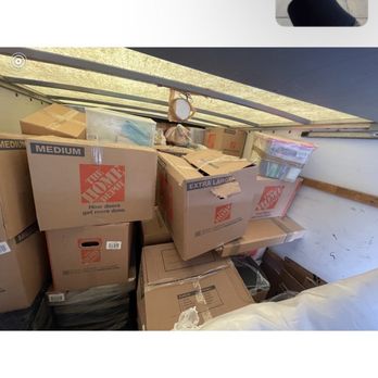 American Pacific - This shows the small truck and 2/3 of the truck was full when they arrived. Boxes stacked to the ceiling. - Movers Near Me - Victorville, California