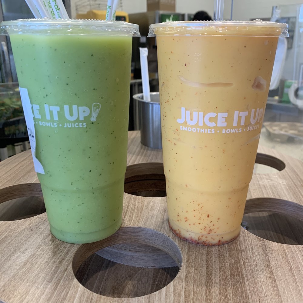 Juice It Up! - Left: California Cooler, Right: Chili Lime Mango with Tajin! - Juice Bars & Smoothies Near Me - Huntington Beach, California Juice It Up! - Left: California Cooler, Right: Chili Lime Mango with Tajin! - Juice Bars & Smoothies Near Me - Huntington Beach, California
