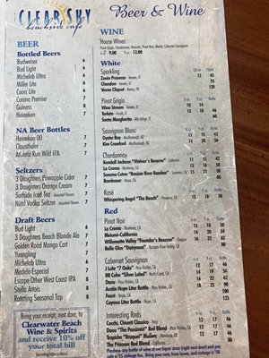 Menu photo 4 Clear Sky Cafe Clearwater, FL