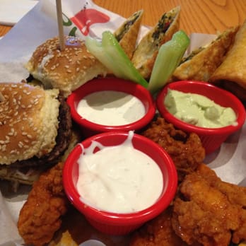 Chili's - Triple Dipper w/boneless  buffalo wings, Southwestern egg rolls, & Big Mouth bites - Tex-Mex Near Me - Glendora, California