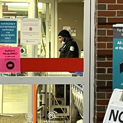 Atrium Health - Cabarrus - Security not wearing mask correctly.