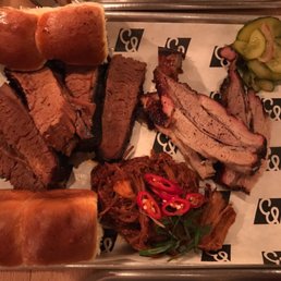 Brisket, pulled pork and pork belly