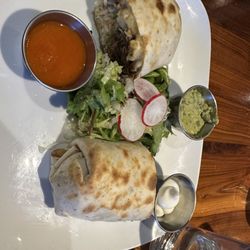 Agave Mexican Cuisine - Short rib burrito with salad.