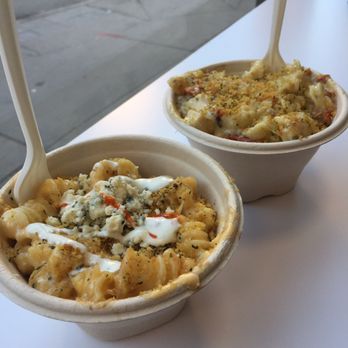 Murray's Mac & Cheese - Front bowl Buffalo chicken ranch & second bowl chicken, basil pesto & tomato. - Sandwiches Near Me - New York, New York