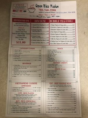 Menu photo 1 Open Rice Fusion Edmonton, AB