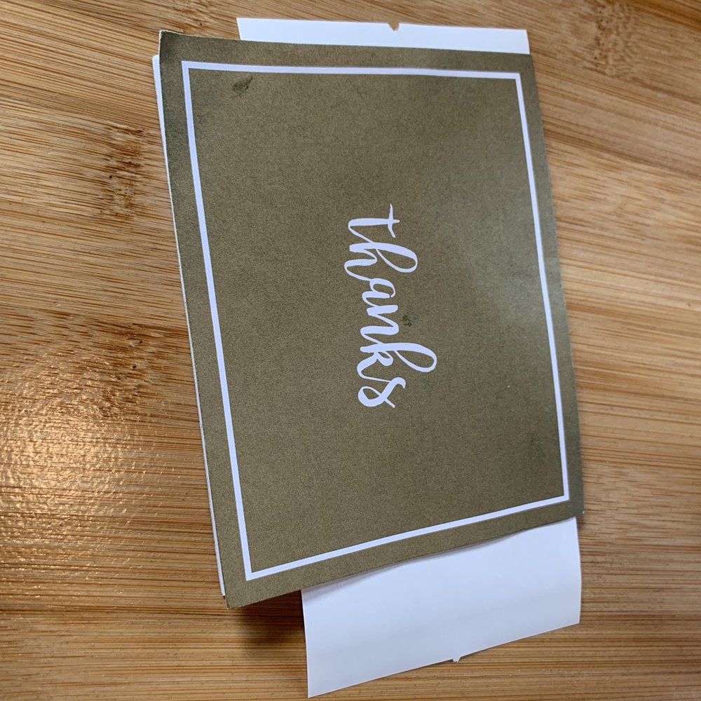 Jax - Your receipt comes in a cute thank you card. How cute! - Breakfast & Brunch Near Me - Ottawa, Ontario