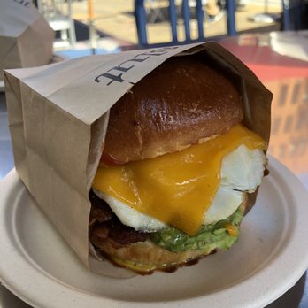 Eggslut - Bacon, Egg & Cheese with avo add on ($2 more) - Breakfast & Brunch Near Me - Los Angeles, California Eggslut - Bacon, Egg & Cheese with avo add on ($2 more) - Breakfast & Brunch Near Me - Los Angeles, California