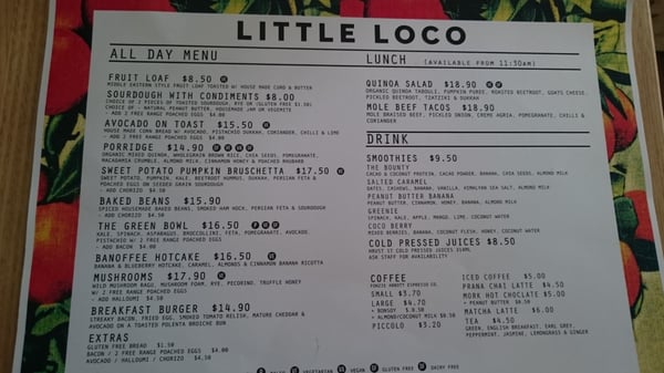 Menu photo 3 Little Loco Brisbane, QLD