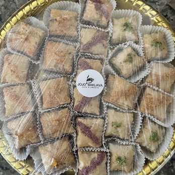 Jojo Baklava Cafe & Sweets - 2 dozen custom baklava tray. Blueberry, pistachio, all nuts, and orange-date. - Coffee & Tea Near Me - Keller, Texas