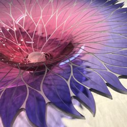 Thal Glass Studio & Gallery - Summer's Bloom 
Blown glass layering gold ruby & hyacinth 
Sandblasted interior and deeply carved lip