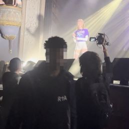 THIS WORKER was looking at the whole concert eyeing. Me down!  He is so weird!!!