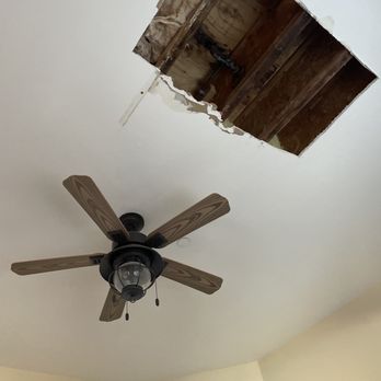 Cushing Painting & Drywall - (Before)Hole in the ceiling in the living room because of a water leak - Drywall Installation & Repair Near Me Cushing Painting & Drywall - (Before)Hole in the ceiling in the living room because of a water leak - Drywall Installation & Repair Near Me