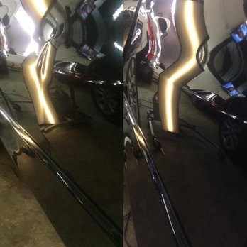 Premier Dent & Tint - Dent through body line on the left and completely fixed on the right - Body Shops Near Me - Lee's Summit, Missouri Premier Dent & Tint - Dent through body line on the left and completely fixed on the right - Body Shops Near Me - Lee's Summit, Missouri
