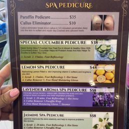 Spa Pedi Menu Spa Pedi Menu