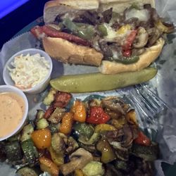 Philly steak sandwich with grilled veggies