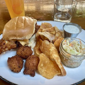 Cinderlands Warehouse - Fish sandwich, hush puppies, chips and slaw. - Breweries Near Me - Pittsburgh, Pennsylvania