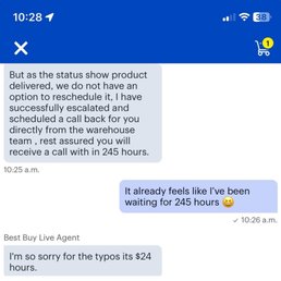 This is the fun part. Dealing with a chat agent while frustrated over a botched delivery.