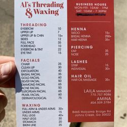 Al’s Threading and Waxing - Services