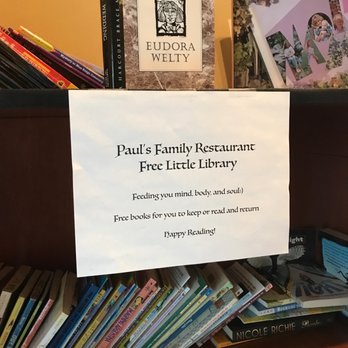 Paul's Family Restaurant - a sign on a book shelf - American Near Me - Elgin, Illinois Paul's Family Restaurant - a sign on a book shelf - American Near Me - Elgin, Illinois